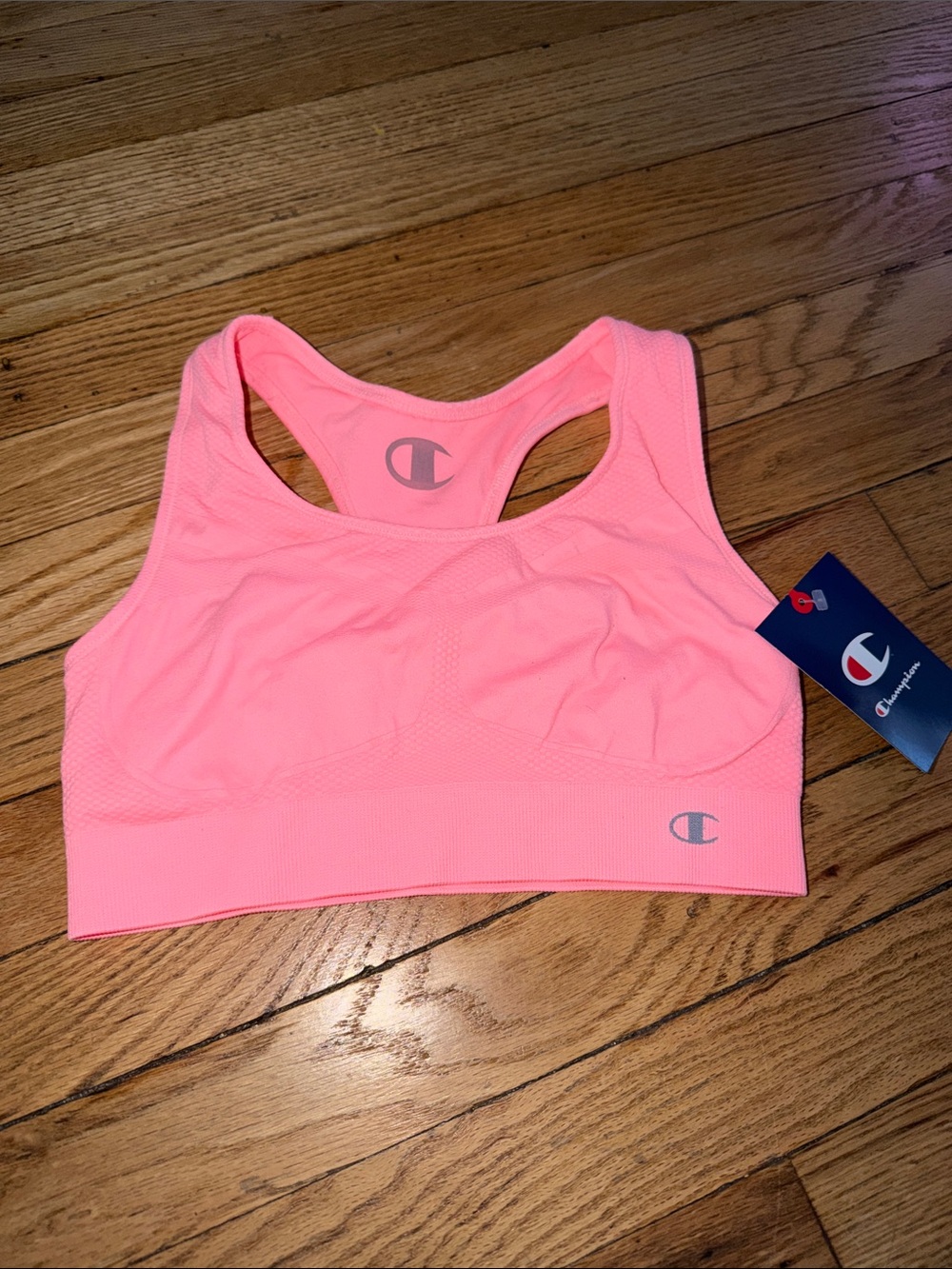 Champion Pink Seamless Racerback Sports Bra medium pretty pink